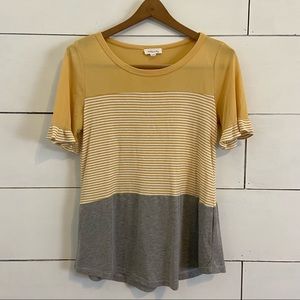 COPY - Hailey & Co Yellow and Gray Colorblock Top.